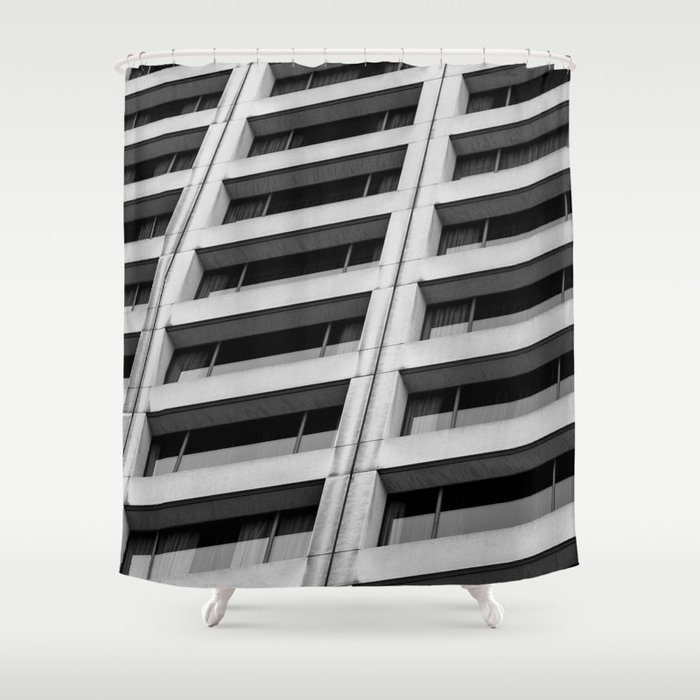 Black and White Apartment Windows Shower Curtain