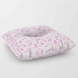 Pink Summer Beach Elements Pattern Floor Pillow