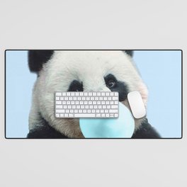 Cute Panda Chewing Blue Bubble Gum Desk Mat
