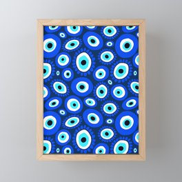 Evil Eye Symbol Blue White Pattern Framed Mini Art Print