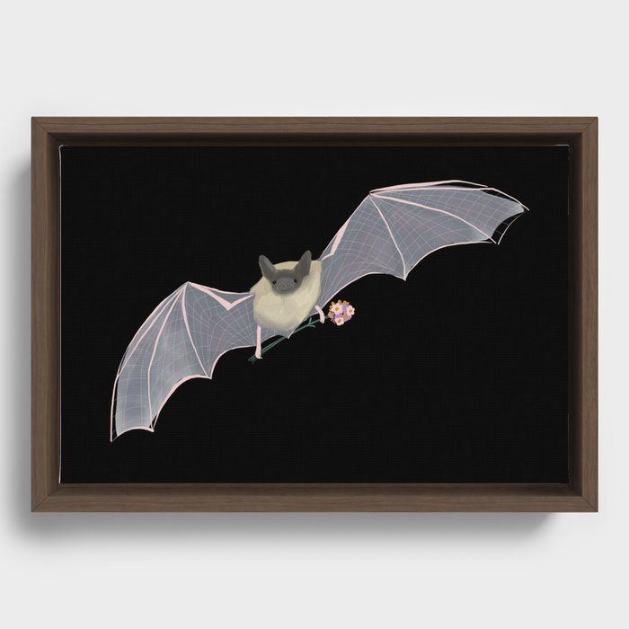 Bat with Flowers Framed Canvas