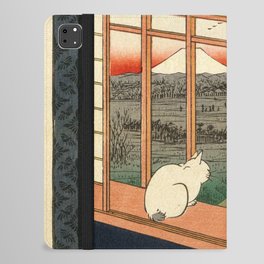 Procession to the Torinomachi Festival in the Rice Fields of Asakusa cat portrait painting by Utagawa Hiroshige iPad Folio Case