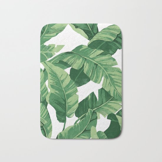 Tropical banana leaves IV Bath Mat
