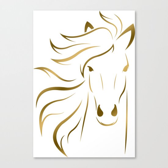 Golden Horse Drawing Canvas Print