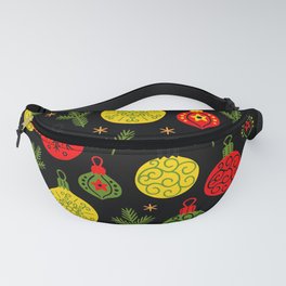 Christmas Red And Green Holiday Ornaments Pattern Fanny Pack