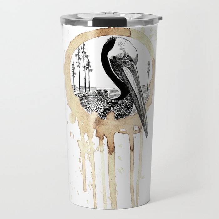 Coffee Stained Brown Pelican-Louisiana Series Travel Mug