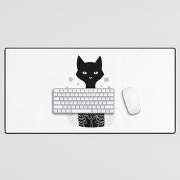 Black tuxedo cat Desk Mat