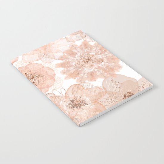 Flowers and Lace- Floral pattern in pink Notebook