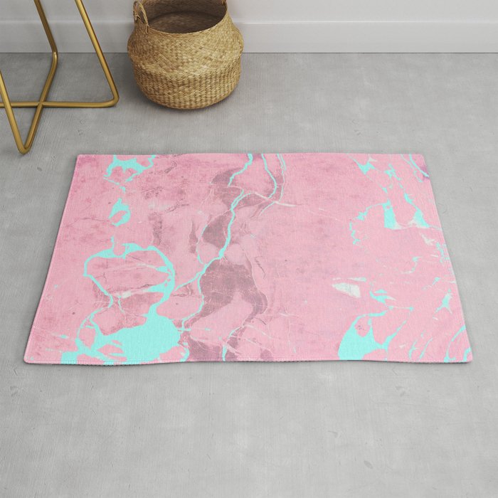 Pink Marble with Light Blue Rug