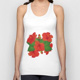 Red Hibiscus Unisex Tank Top