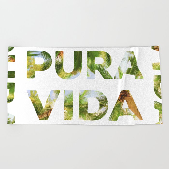 Pura Vida Costa Rica Palm Trees Beach Towel
