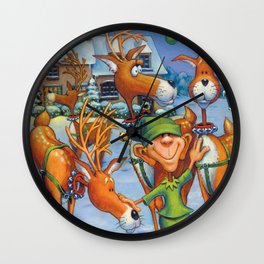Elf Karl and the Reindeer Wall Clock