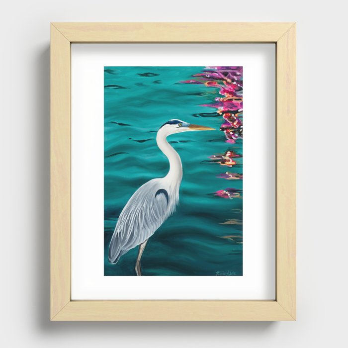 Blue Heron Painting by Ashley Lane Recessed Framed Print