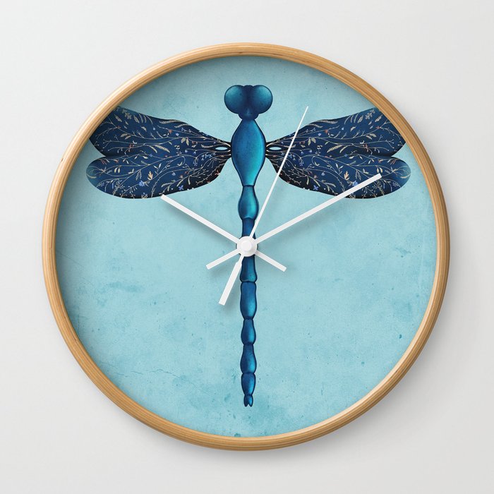Botanical Dragonfly Wall Clock