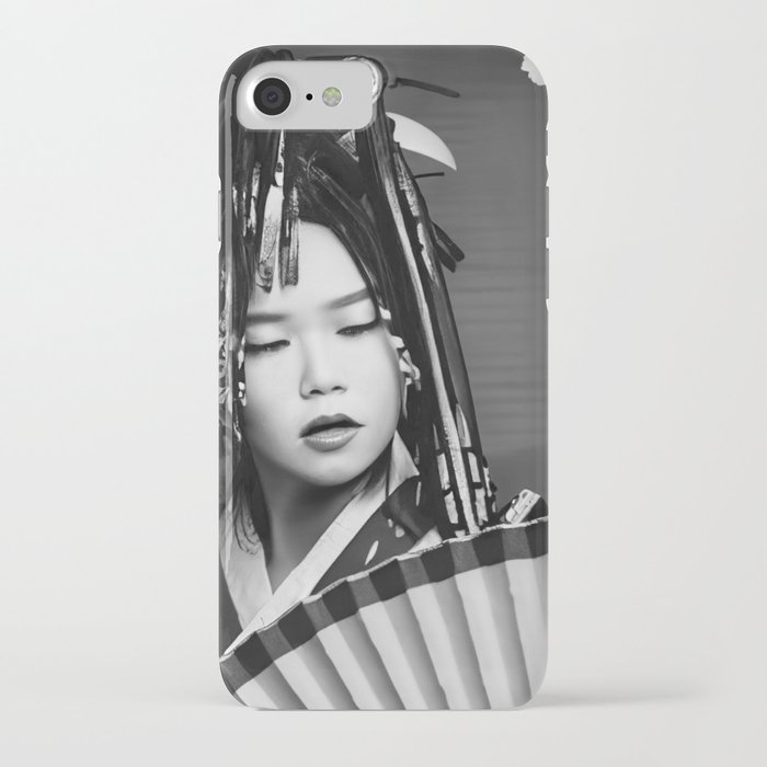 Japan woman with hand fan iPhone Case