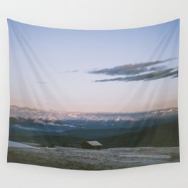 Living the dream - Landscape and Nature Photography Wall Tapestry | Hut, Gloaming, Dawn, Vintage, Landscape, Pink, Digital, Color, High, Nature 