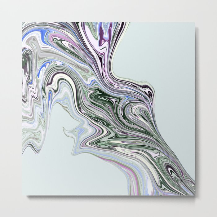 Multicolor marbled dynamic curved lines  Metal Print