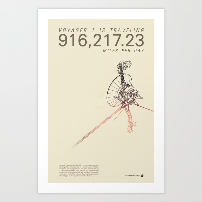 VOYAGER ONE - Space | Time | Science | Planets | Travel | Interstellar Mission | NASA Art Print