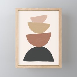 Earth Colored Woodblock Mid-Century Modern Framed Mini Art Print