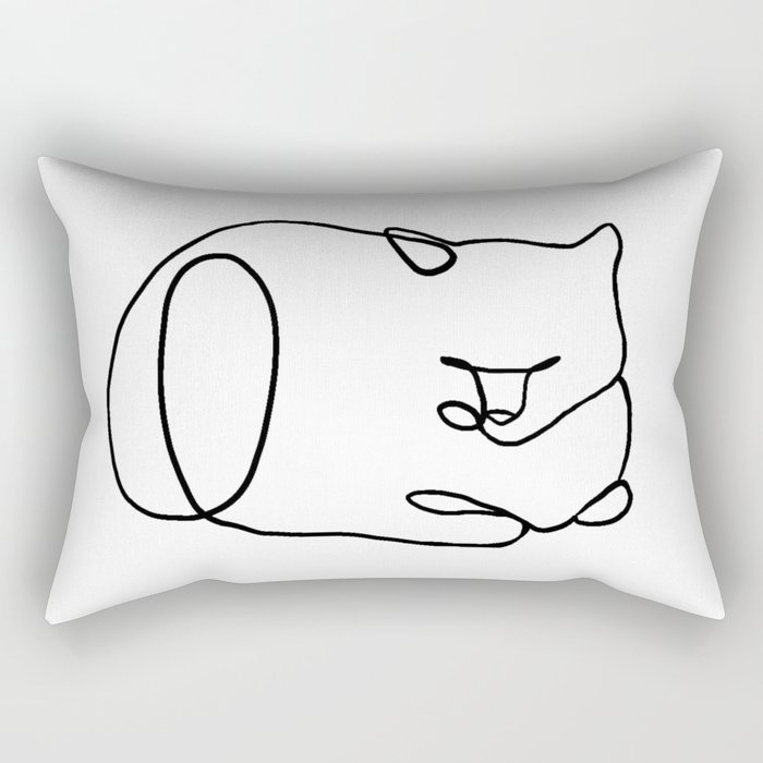 One Line Cat Nap Loaf Rectangular Pillow