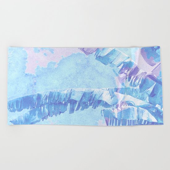 Banana Jungle - Blue & Pink Beach Towel