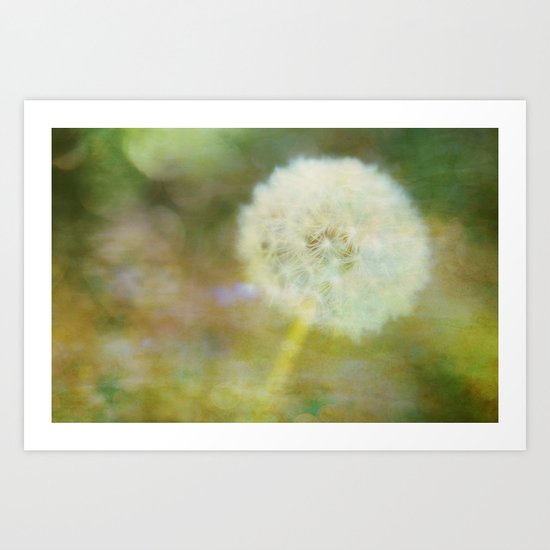 Dandelion Wishes Yellow Art Print