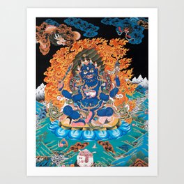 Four-Armed Mahakala Buddhist Thangka  Art Print