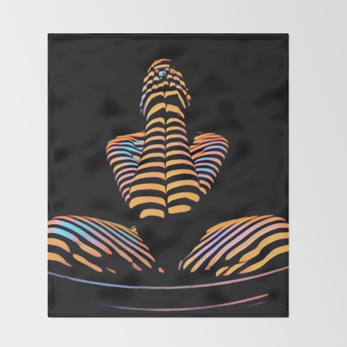 1183s Mak Nude Abstract Striped Zebra Woman Hands Over Face By