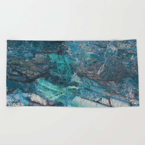 Siena turchese - blue marble Beach Towel