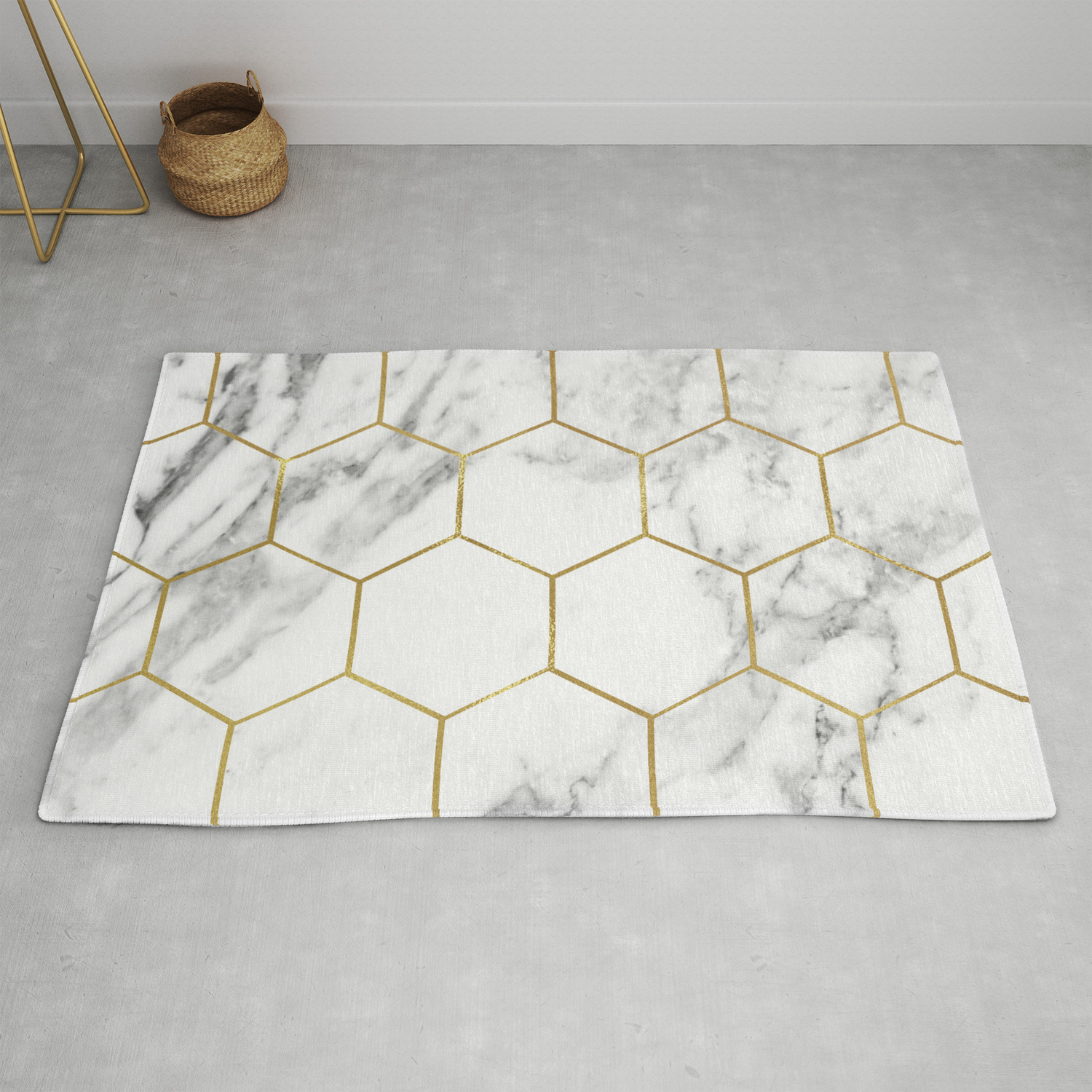 Gold Marble Hexagon Pattern Rug By Marbleco Society6
