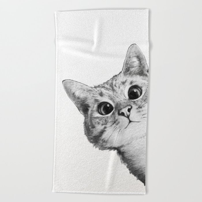 sneaky cat Beach Towel
