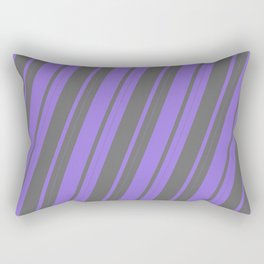 [ Thumbnail: Purple and Dim Grey Colored Pattern of Stripes Rectangular Pillow ]
