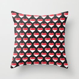 Singapore Love flag Motif Repeat Pattern design background  Throw Pillow