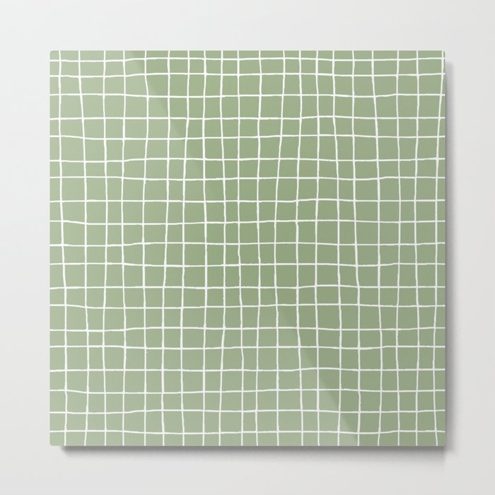 Sage Green Plaid Metal Print