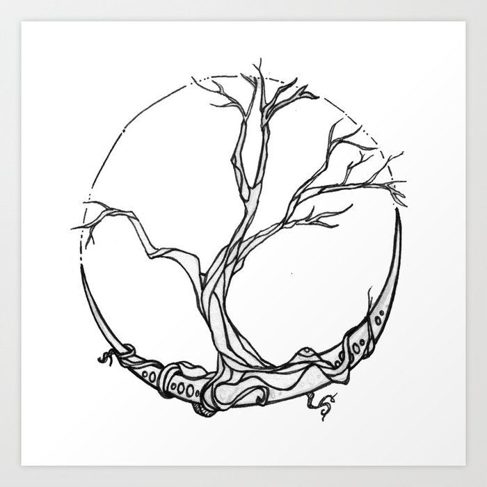 Moon tree Art Print