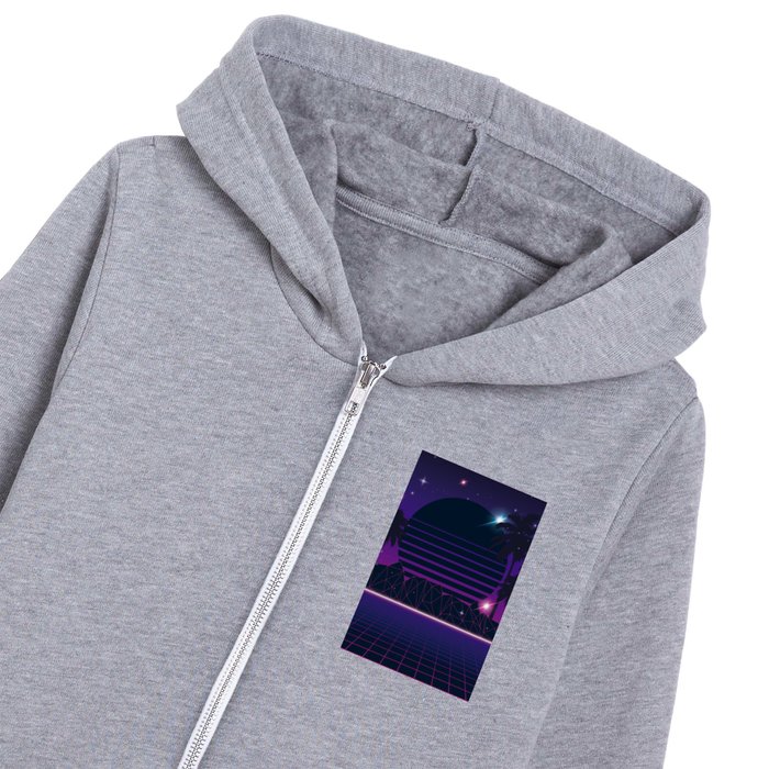 Serene Sunset Vaporwave Aesthetic Kids Zip Hoodie