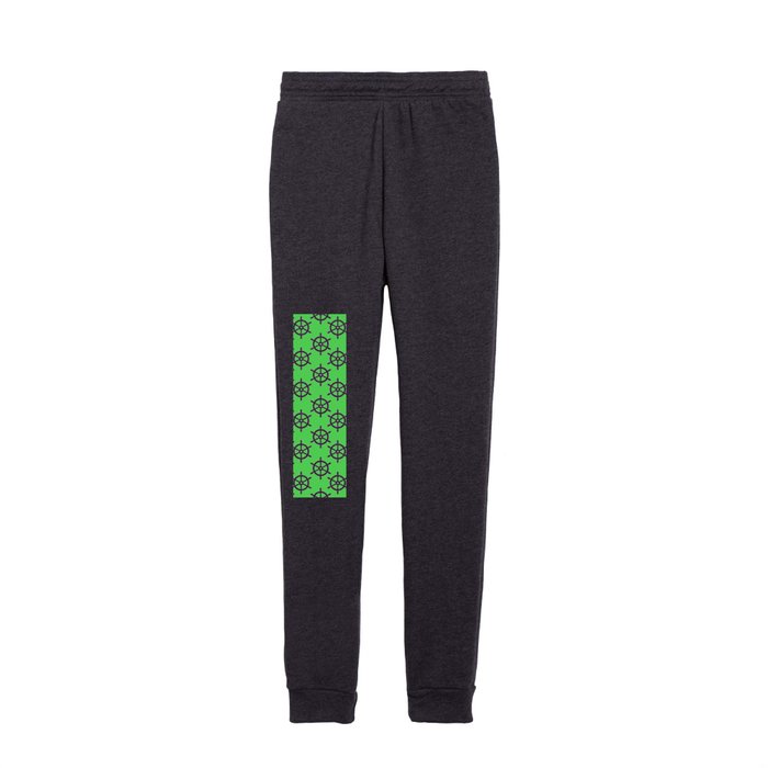 Ship Wheel (White & Green Pattern) Kids Joggers