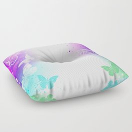 Bright Background with White Butterflies Floor Pillow