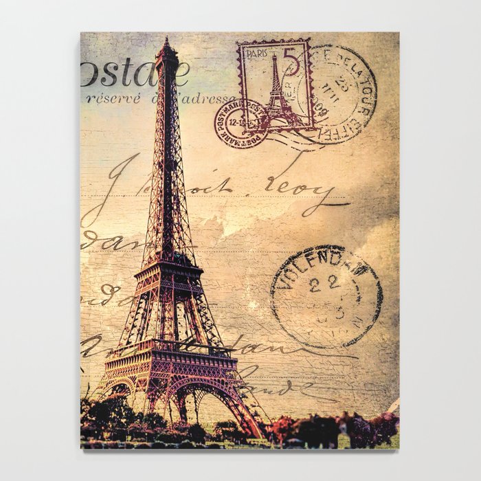Vintage Paris-Carte Postale Notebook by augustinet | Society6