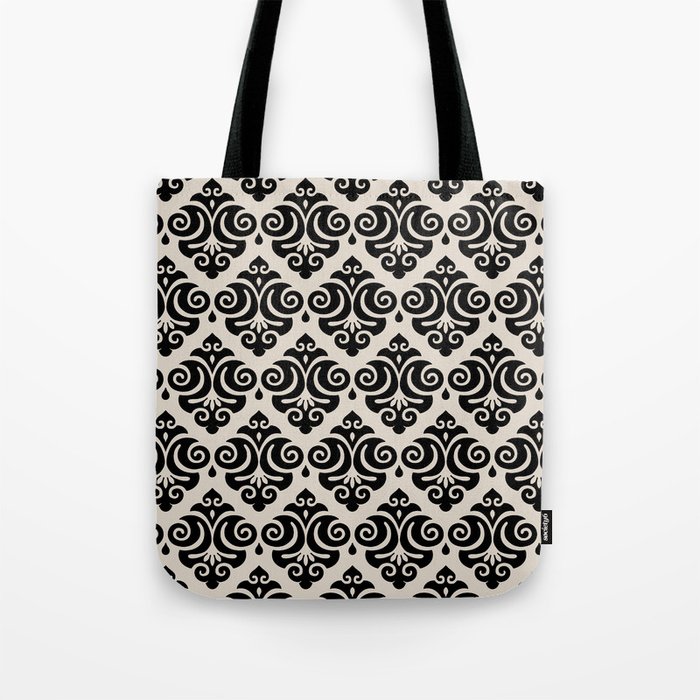 Traditional Pattern in Black and Linen White Tote Bag