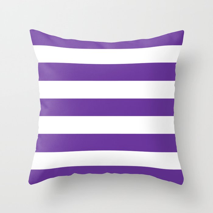 Purple Heart - solid color - white stripes pattern Throw Pillow