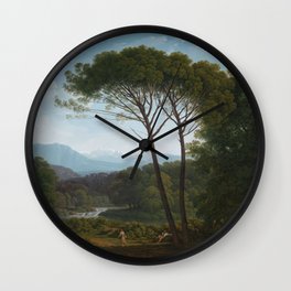 Italianate Landscape with Pines, Hendrik Voogd, 1795 Wall Clock | Mountain, Park, Outdoor, Tree, Sunrise, Background, Morning, Scenic, Autumn, Beautiful 