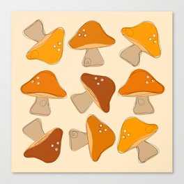 Mushroom Retro Orange Design  Canvas Print