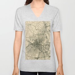 Nashville, Tennessee - Vintage City Map - USA Town - Retro Aesthetic V Neck T Shirt