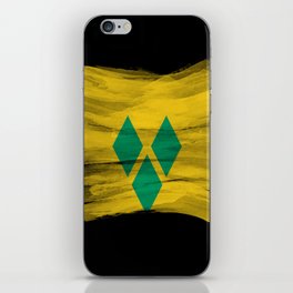 Saint Vincent and the Grenadines flag brush stroke, national flag iPhone Skin