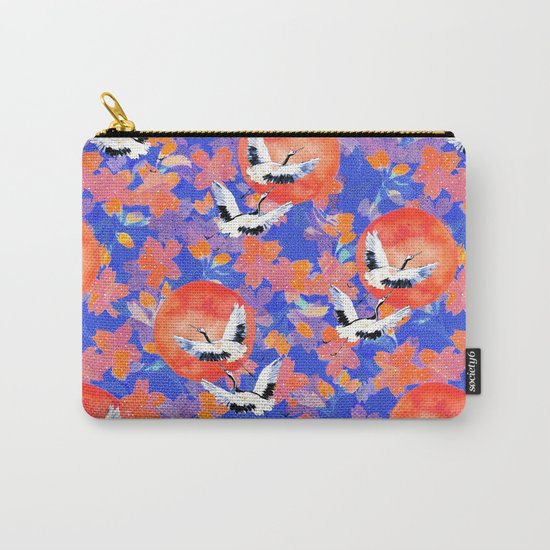 Japanese Garden: Cranes, Sun and Blossoms LT Carry-All Pouch