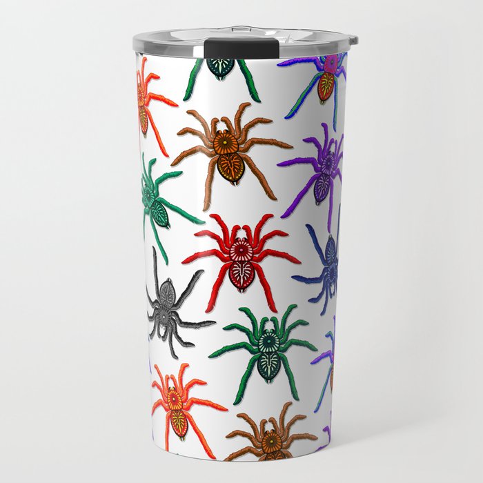 Spiders Colorful Halloween Tarantulas Pattern Travel Mug