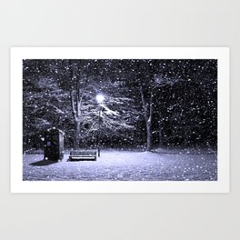 Tardis in the snow. Art Print