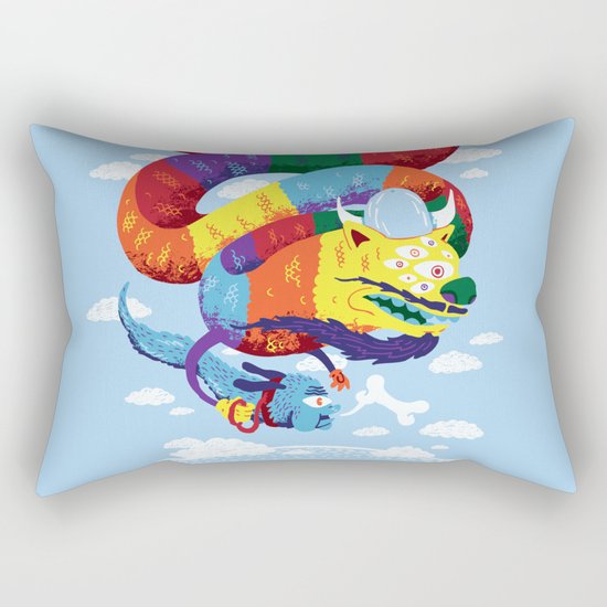 Stan, the Forgotten Luckdragon, and His Italian Skydog Skeletori Rectangular Pillow