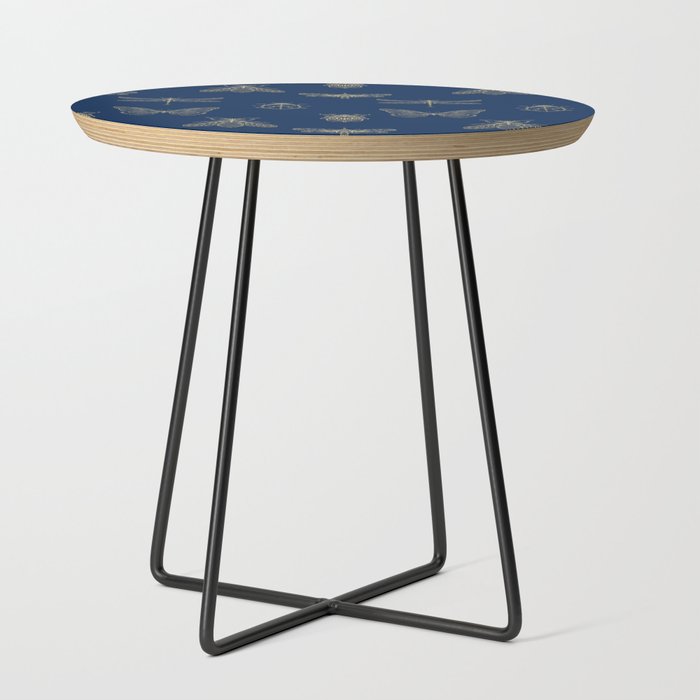 Golden Insects pattern on the blue background Side Table